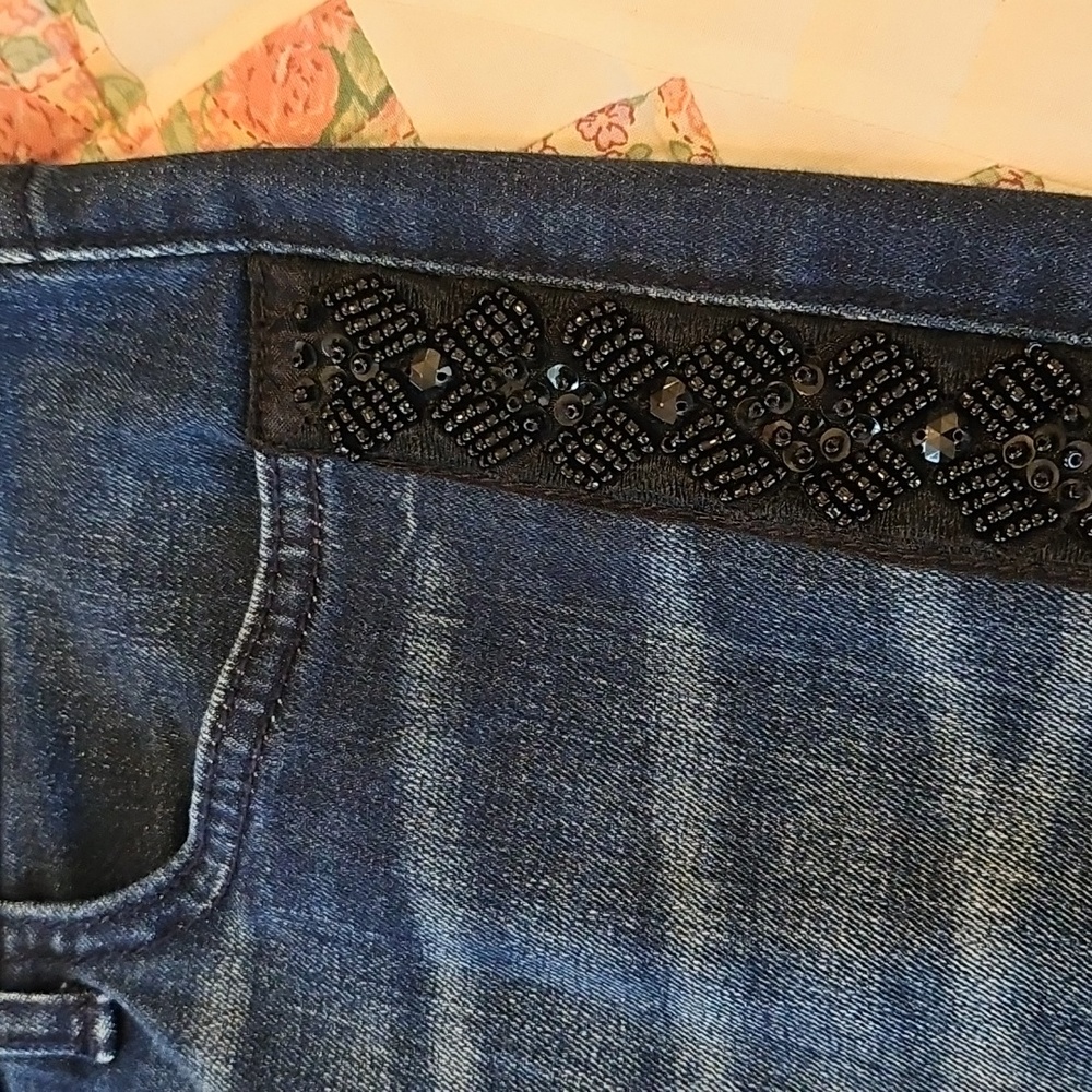 CJ by Cookie Johnson -Pearl Slouchy - Sequined Tuxedo Stripe Leg - Size 26 - Picture 7 of 12